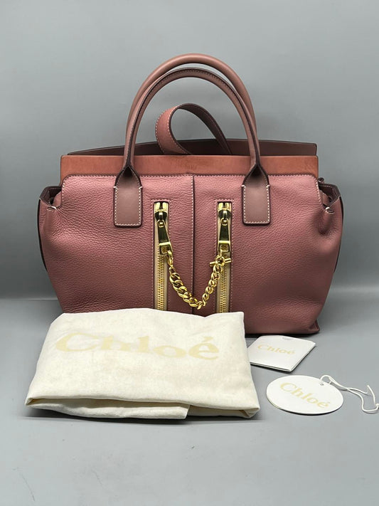 Chloe Pink Cate Zipper Satchel Bag