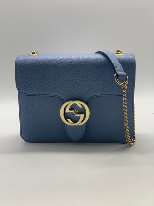 Gucci Blue Leather Small Interlocking G Crossbody Bag