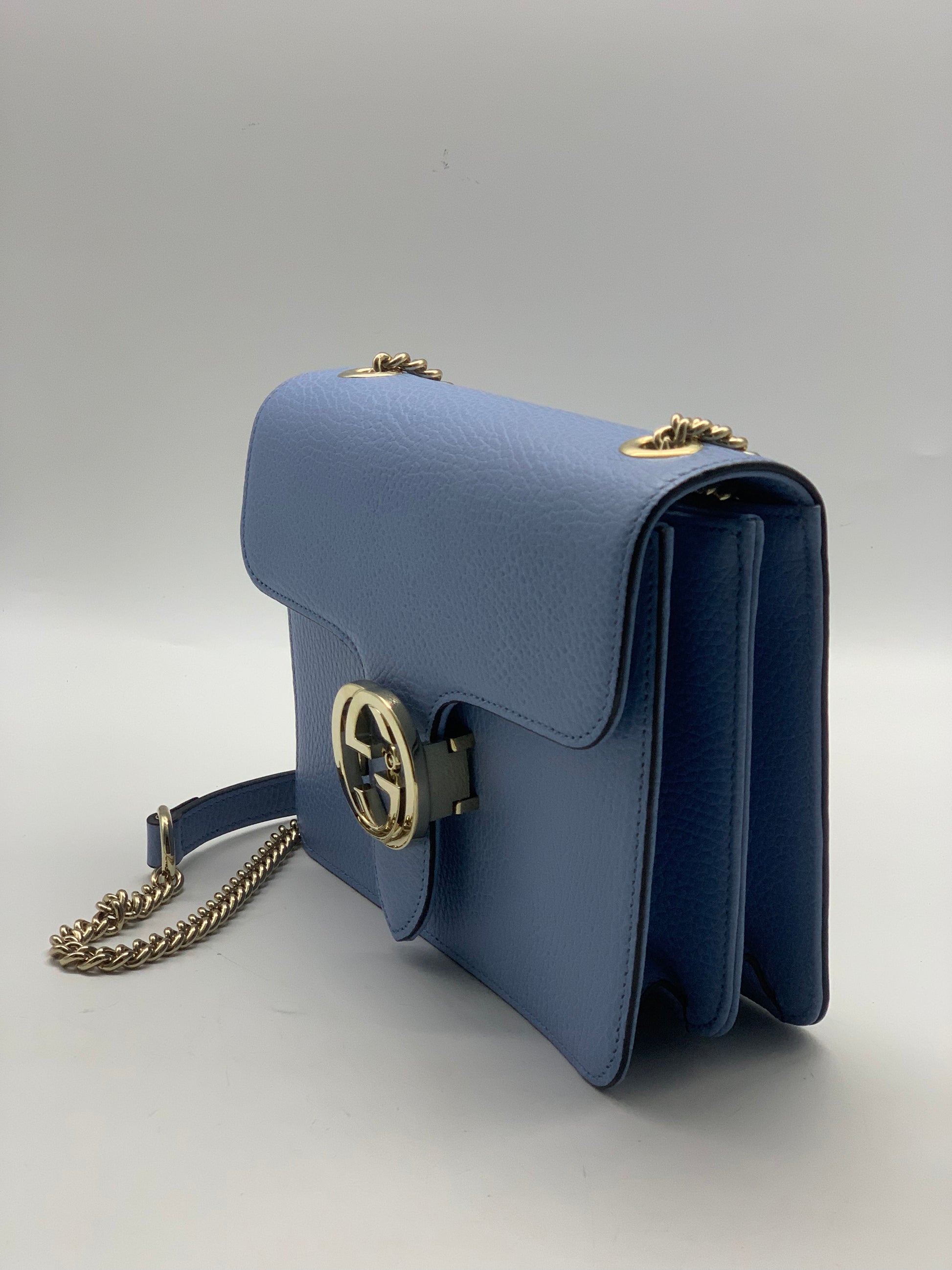 Gucci Interlocking G Small Leather Shoulder Bag in Blue