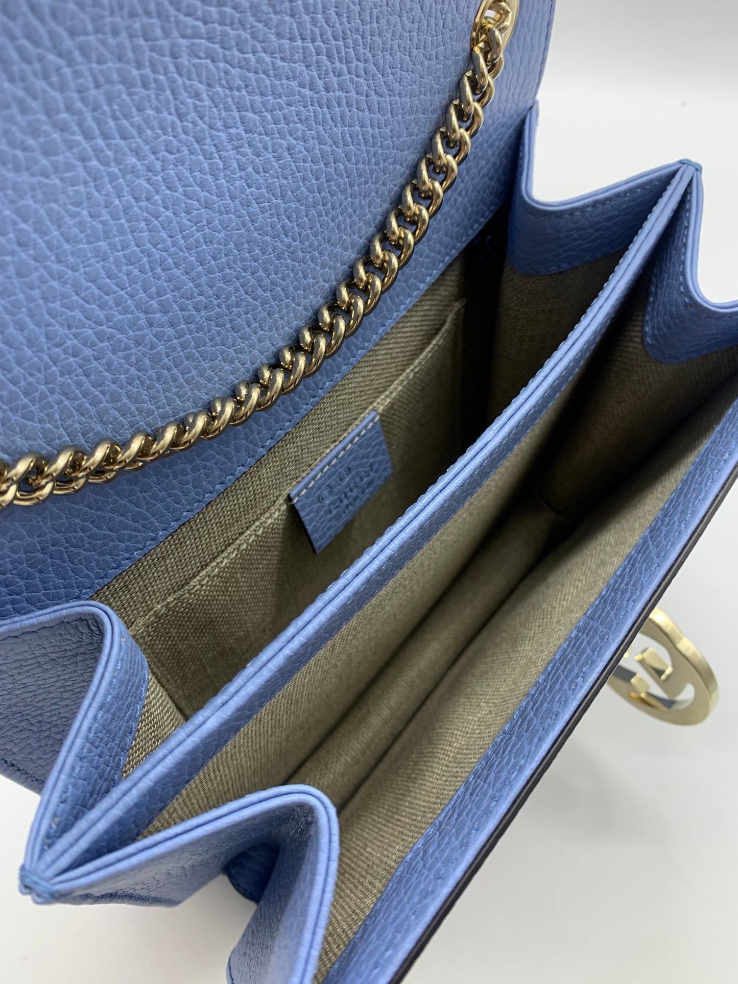 Gucci Blue Leather Interlocking GG Crossbody Small QFBJWK1LBH007