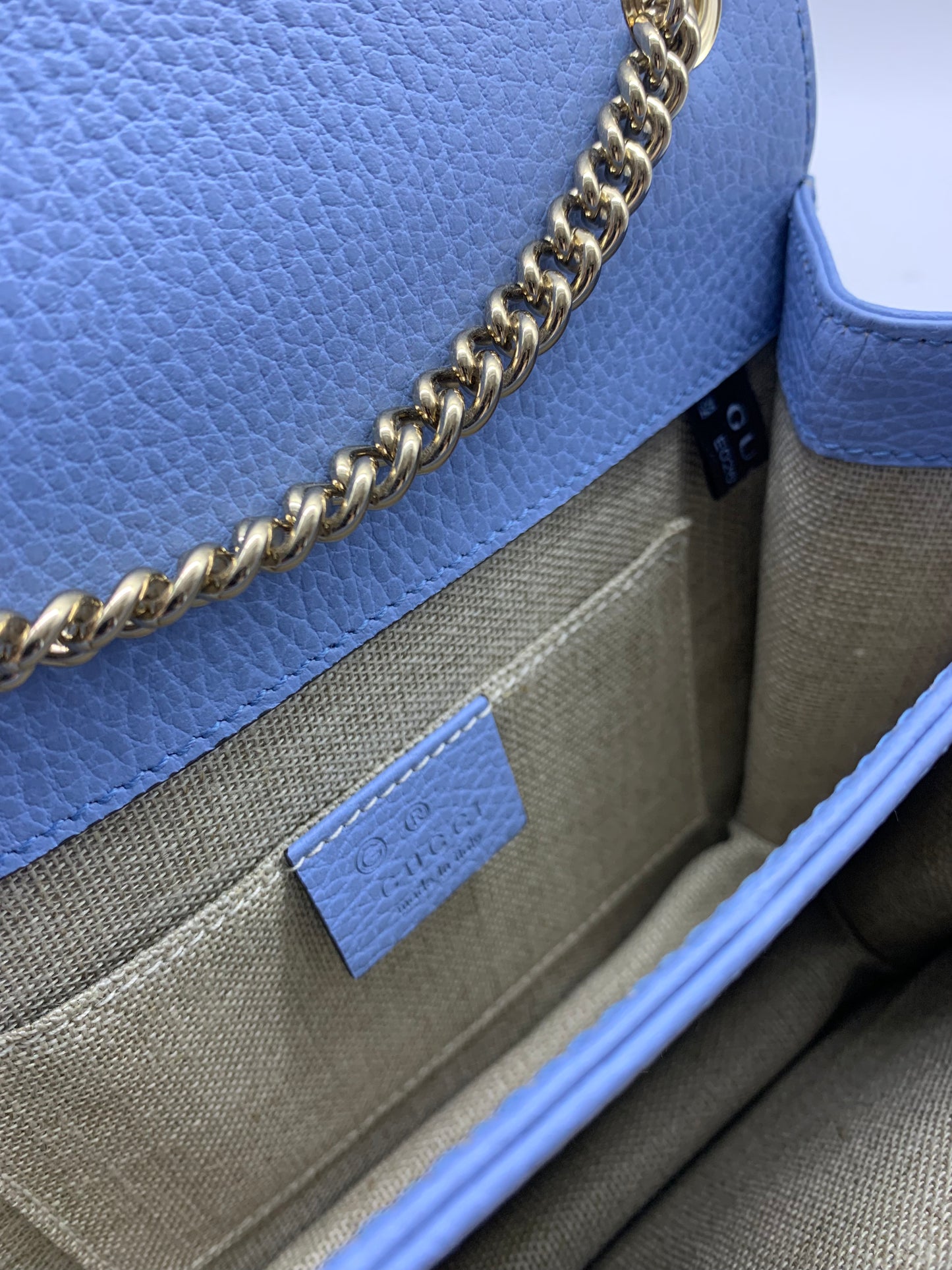 Interlocking leather crossbody bag Gucci Blue in Leather - 35701521