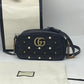 GUCCI Calfskin Matelasse Studded Small Pearly GG Marmont Chain Shoulder Bag Black