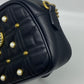 GUCCI Calfskin Matelasse Studded Small Pearly GG Marmont Chain Shoulder Bag Black