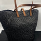 YSL Rafia Tote Bag In Black