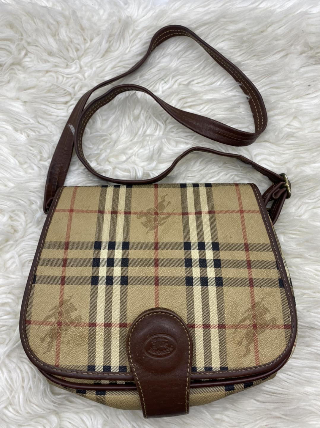 Burberry Brown Haymarket Check Canvass Crossbody Bag