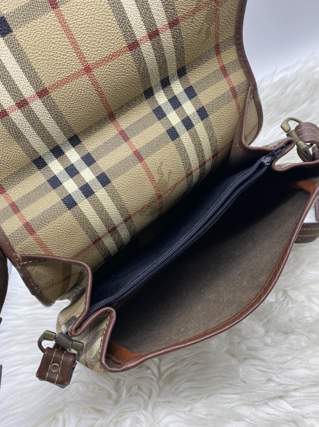 Burberry Brown Haymarket Check Canvass Crossbody Bag