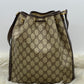 Gucci Drawstring Shoulder Bag Sherry Line Leather Brown