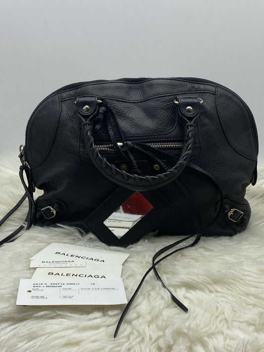 Balenciaga Black Leather Classic RH Bowler Satchel