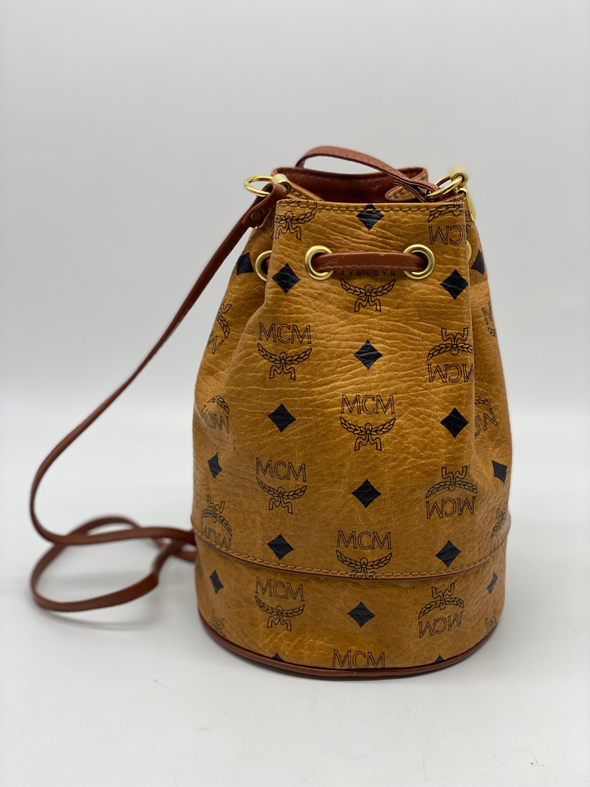 MCM Mini Drawstring Bag - Cognac in Brown