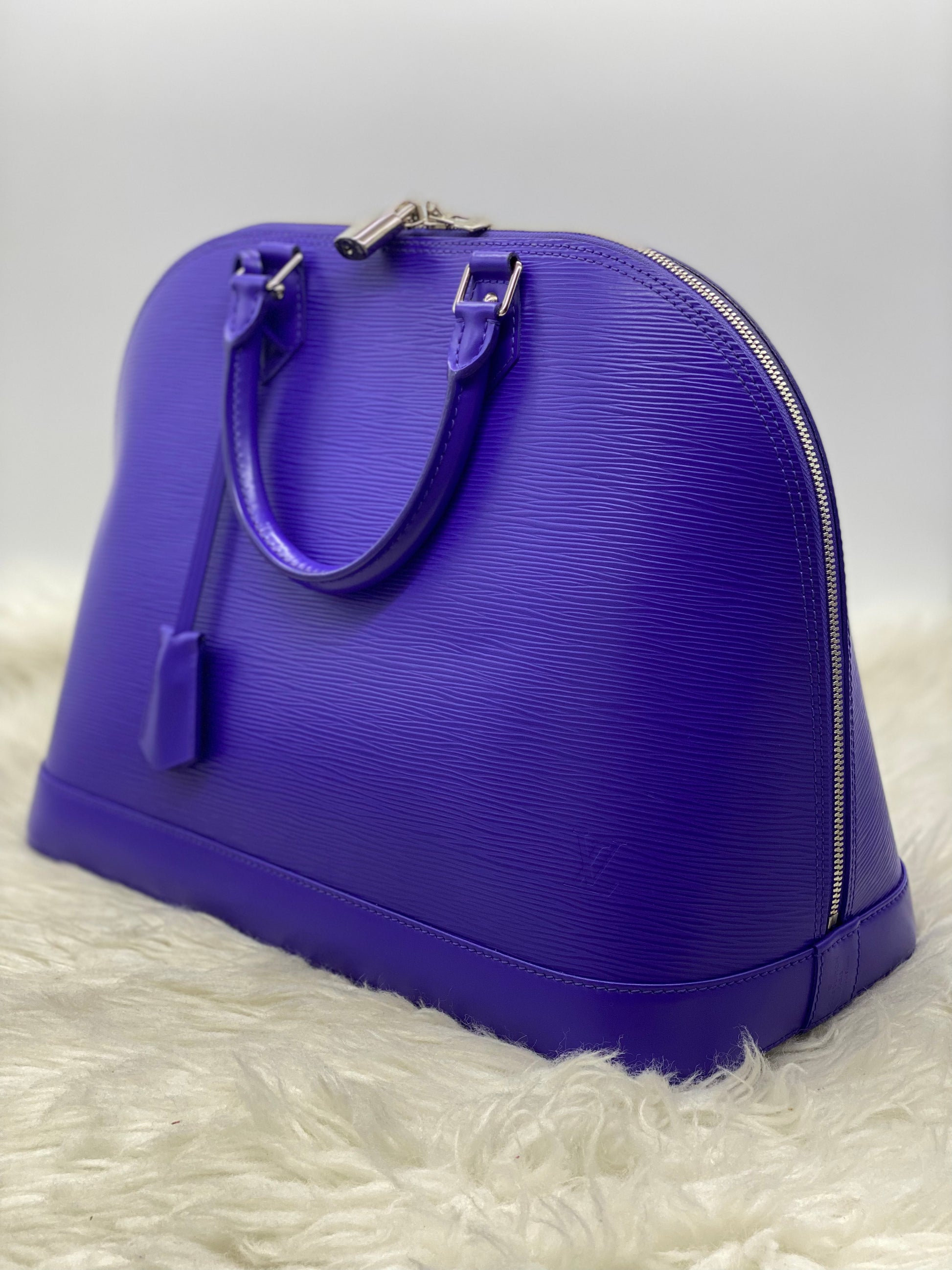 LOUIS VUITTON Purple Epi Leather GM Alma Handbag Purse W/ Dustbag