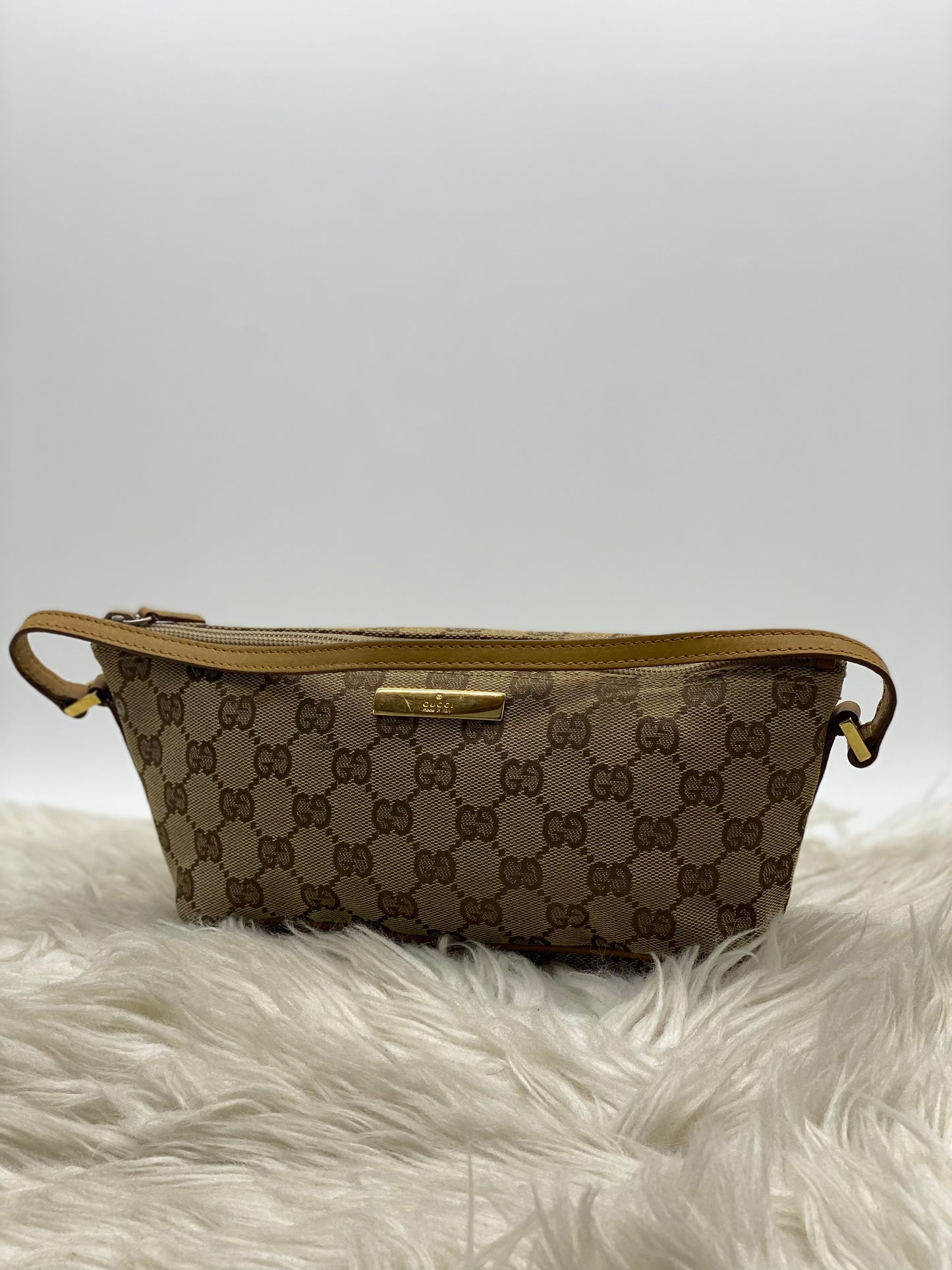 Gucci Beige/Yellow GG Canvas And Leather Boat Baguette