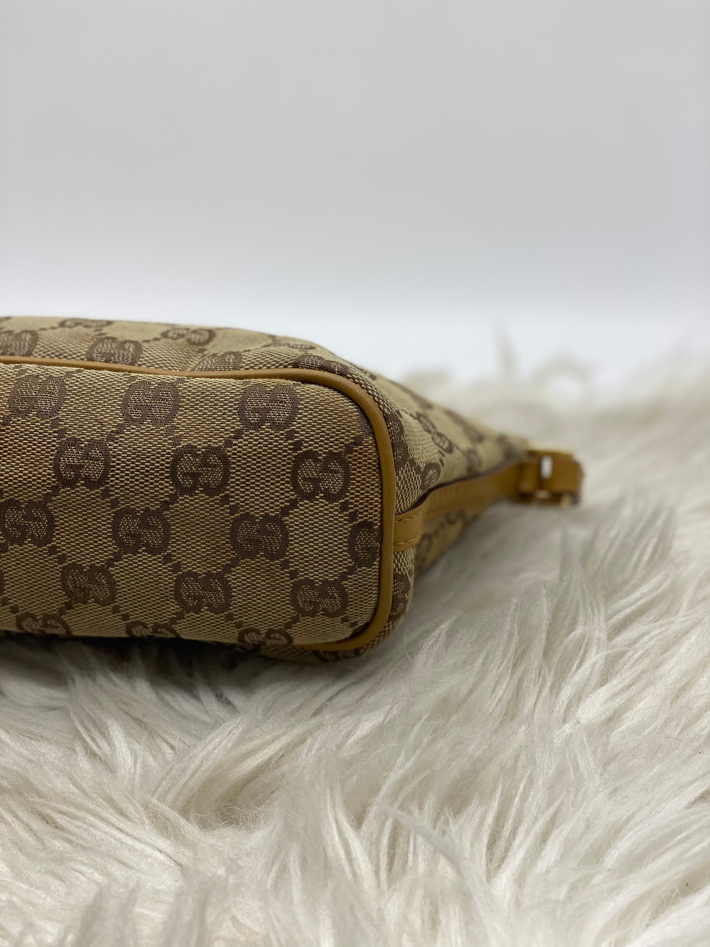 Gucci Beige/Yellow GG Canvas And Leather Boat Baguette