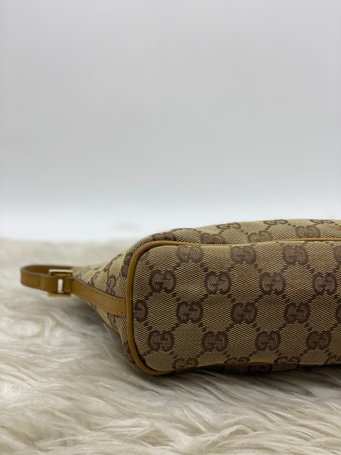 Gucci Beige/Yellow GG Canvas And Leather Boat Baguette