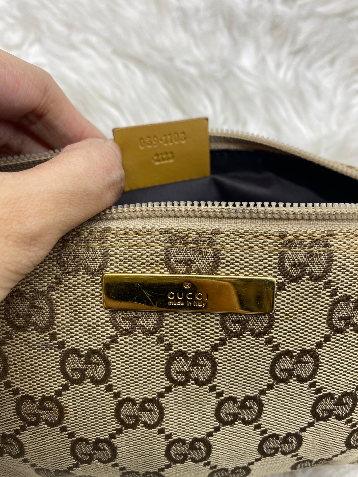 Gucci Beige/Yellow GG Canvas And Leather Boat Baguette