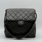 Chanel Vintage Double Sided Black Quilted Leather Medium Tote Hand Bag