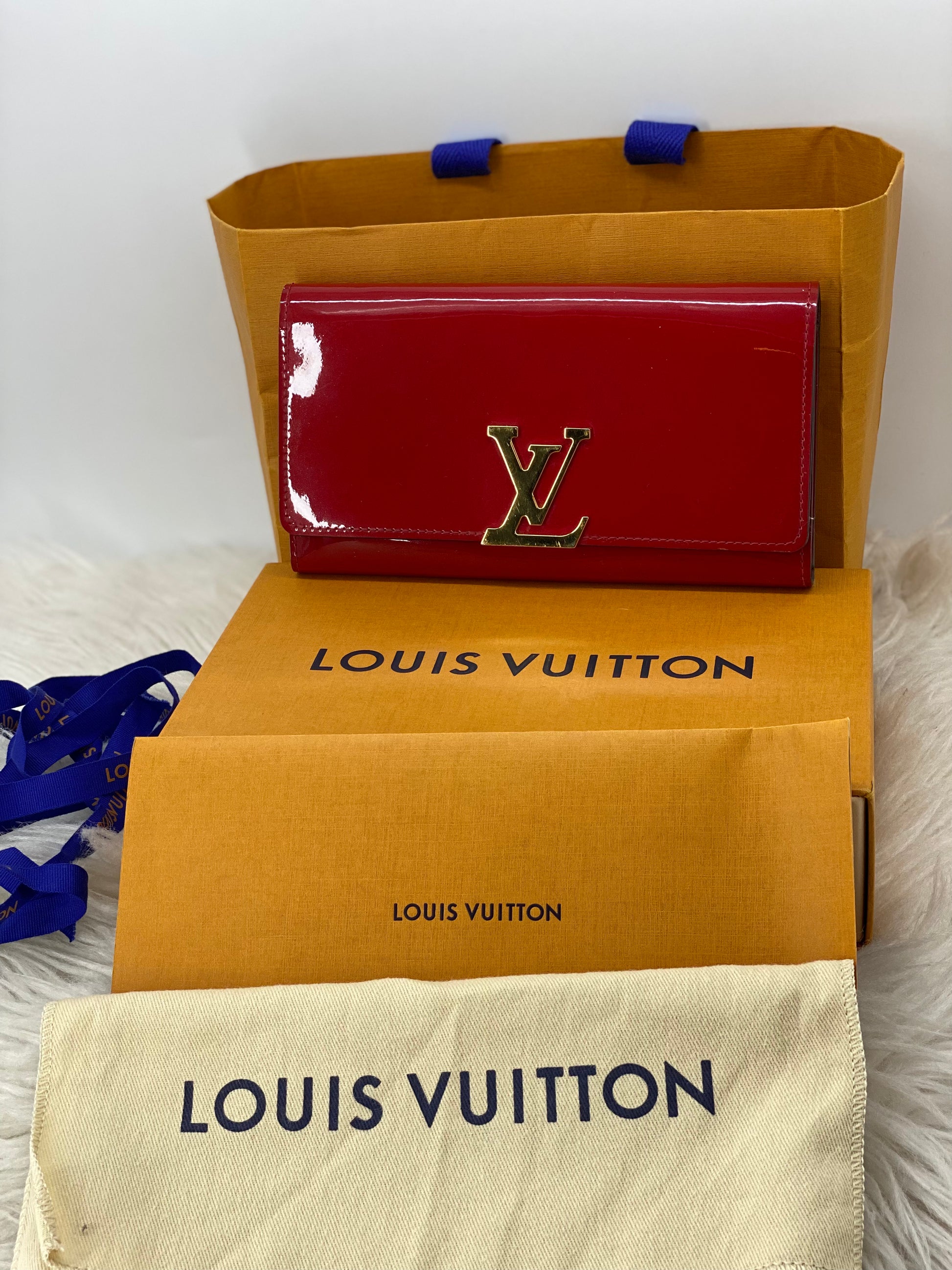 Louis Vuitton Louise PM Red Patent Leather Wallet On Chain