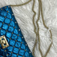 VALENTINO GARAVANI Metallic Wrinkled Lambskin Small Rockstud Spike Shoulder Bag Peacock