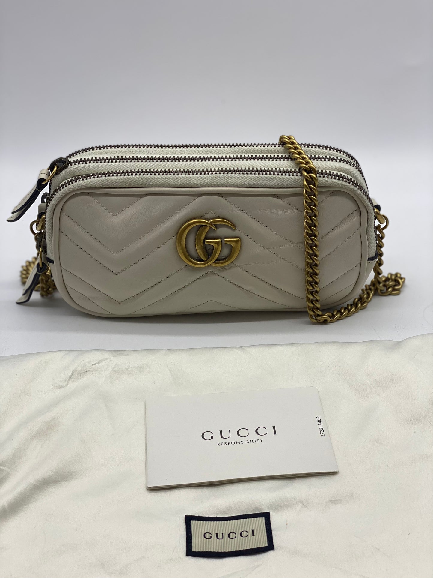 GG MARMONT TRIPLE ZIP LEATHER CROSSBODY BAG