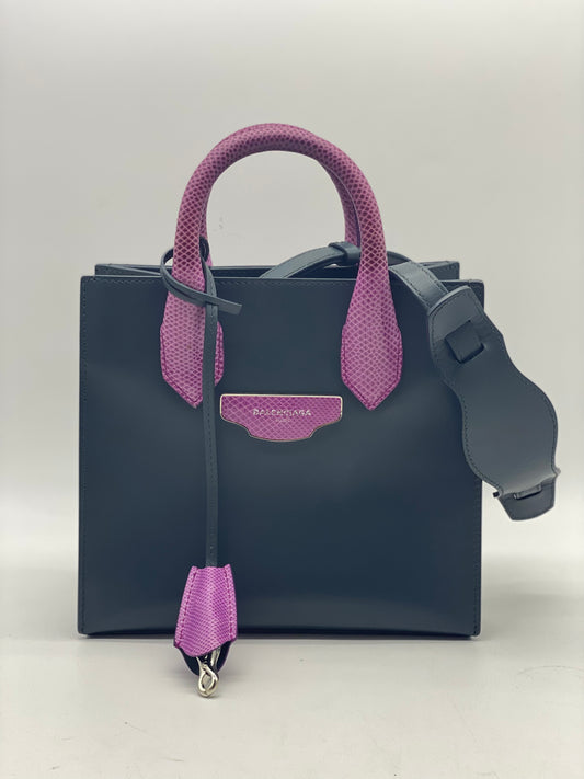 BALENCIAGA 2-Way Handbag Shoulder Bag Gray/Pink Purple Leather