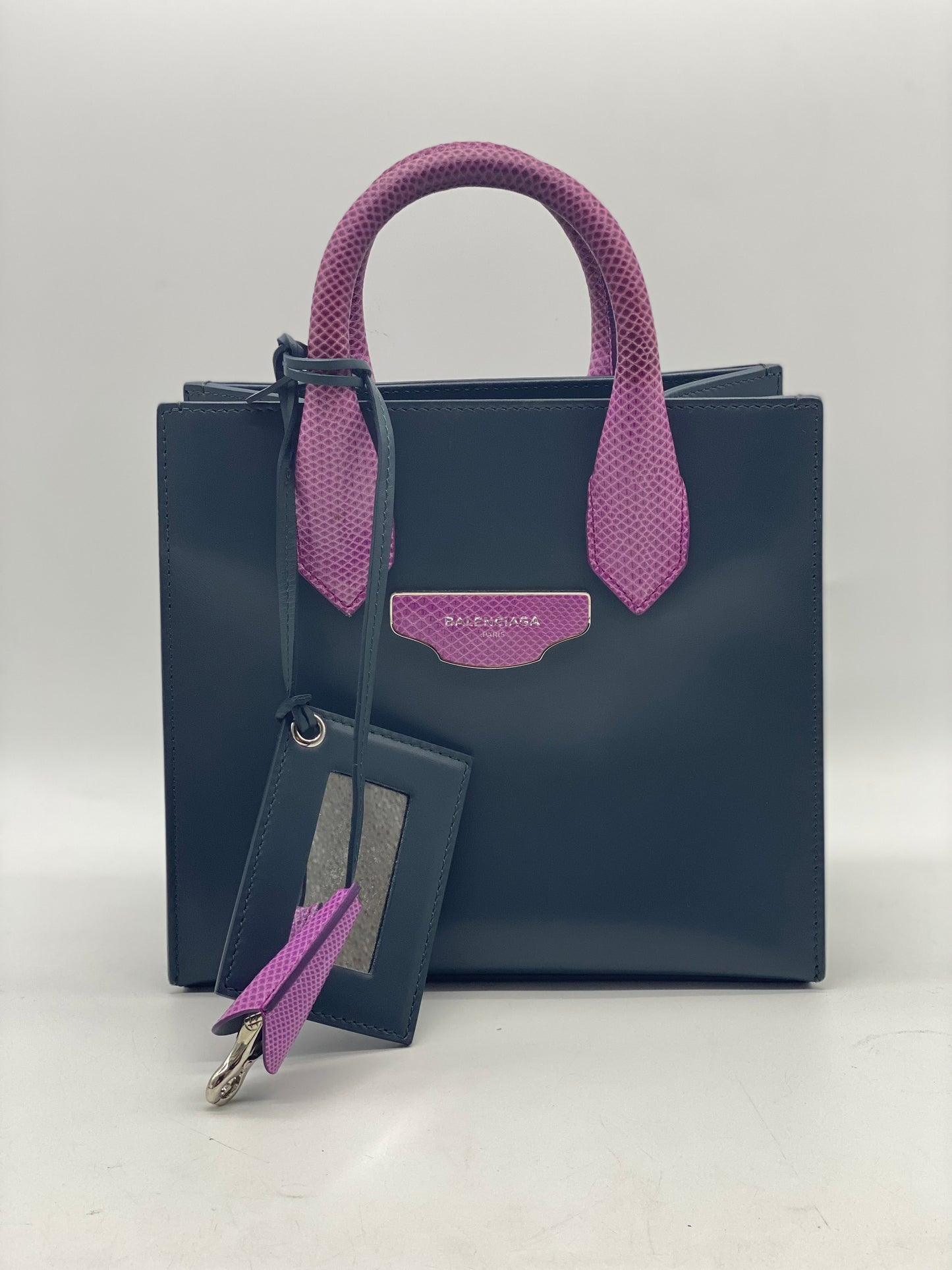 BALENCIAGA 2-Way Handbag Shoulder Bag Gray/Pink Purple Leather