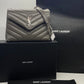 SAINT LAURENT Calfskin Y Quilted Monogram Small Loulou Chain Satchel Pebble