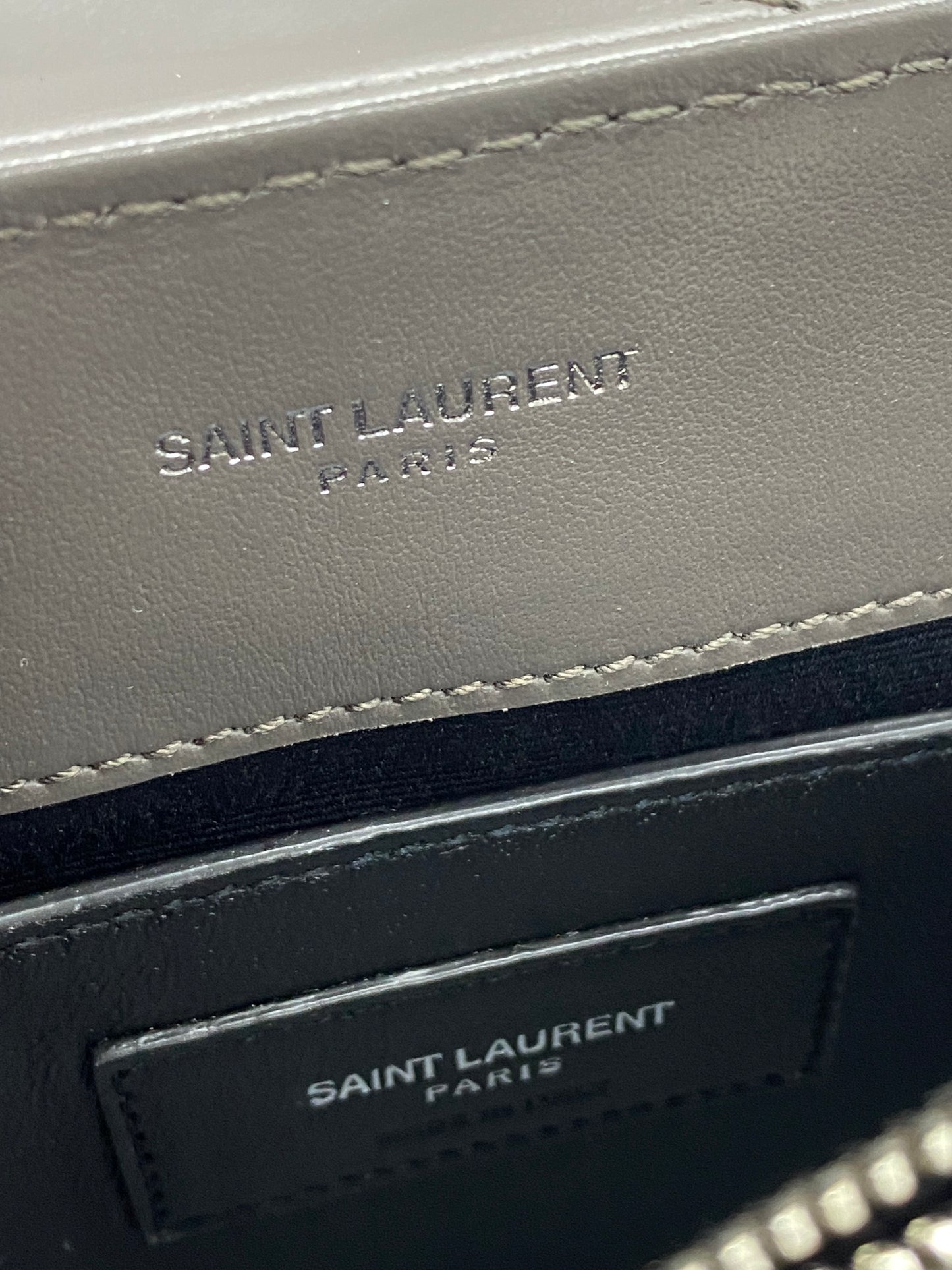 SAINT LAURENT Calfskin Y Quilted Monogram Small Loulou Chain Satchel Pebble