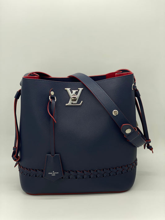 Louis Vuitton Marine Rouge Leather Lockme Bucket Bag