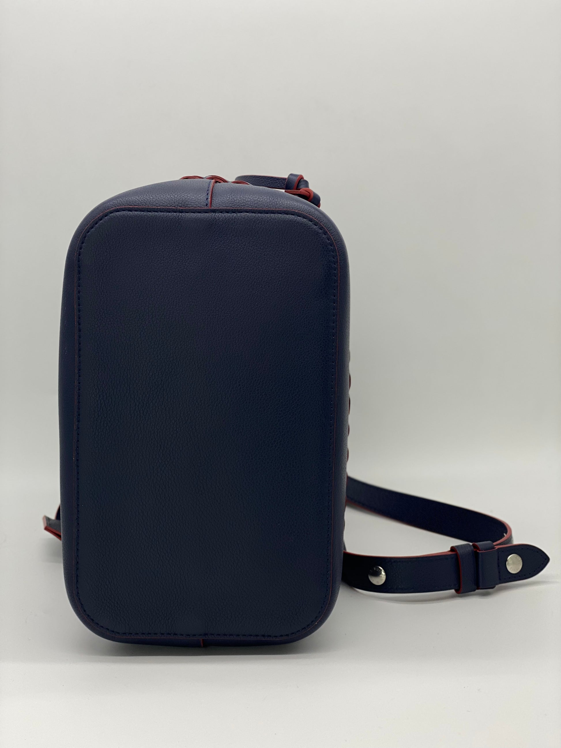 Louis Vuitton Marine Rouge Leather Lockme Bucket Bag - THE PURSE AFFAIR