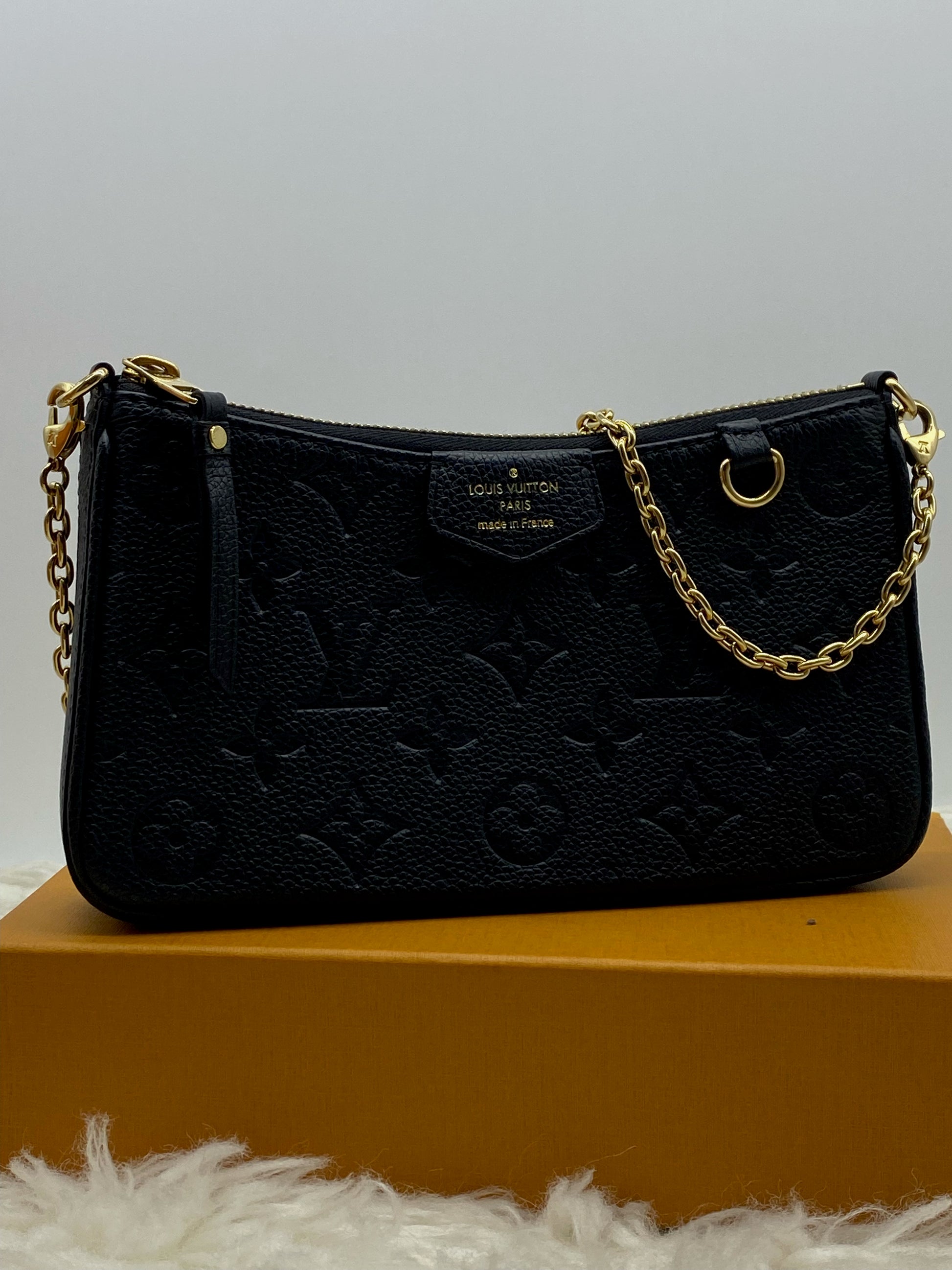 Louis Vuitton Black Monogram Leather Empreinte Easy Pouch on Strap Crossbody