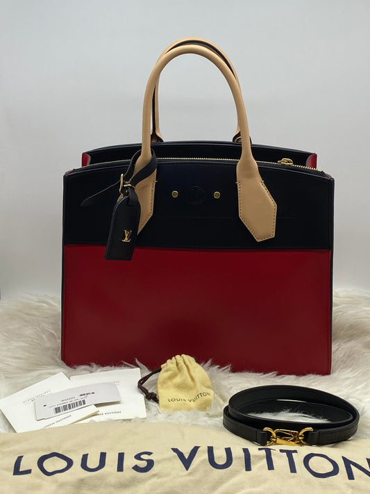 Louis Vuitton Calfskin Steamer MM Rouge Black